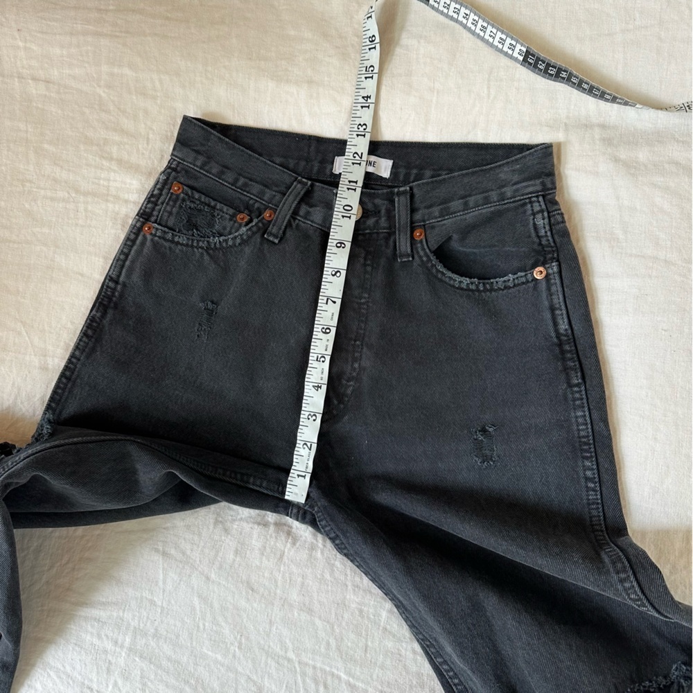 Re/Done High Rise Loose Jeans Washed Black with Rips Size 26 - Picture 10 of 11